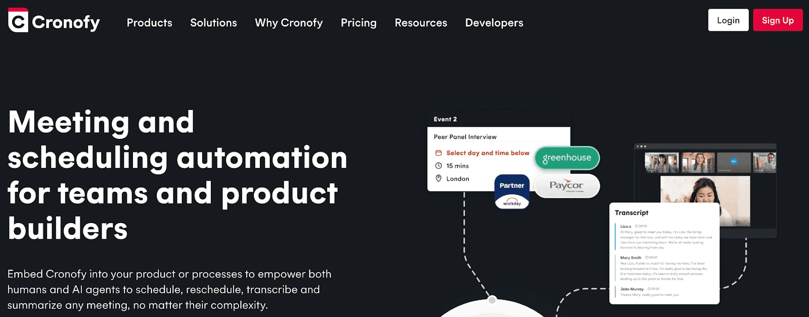 Cronofy homepage