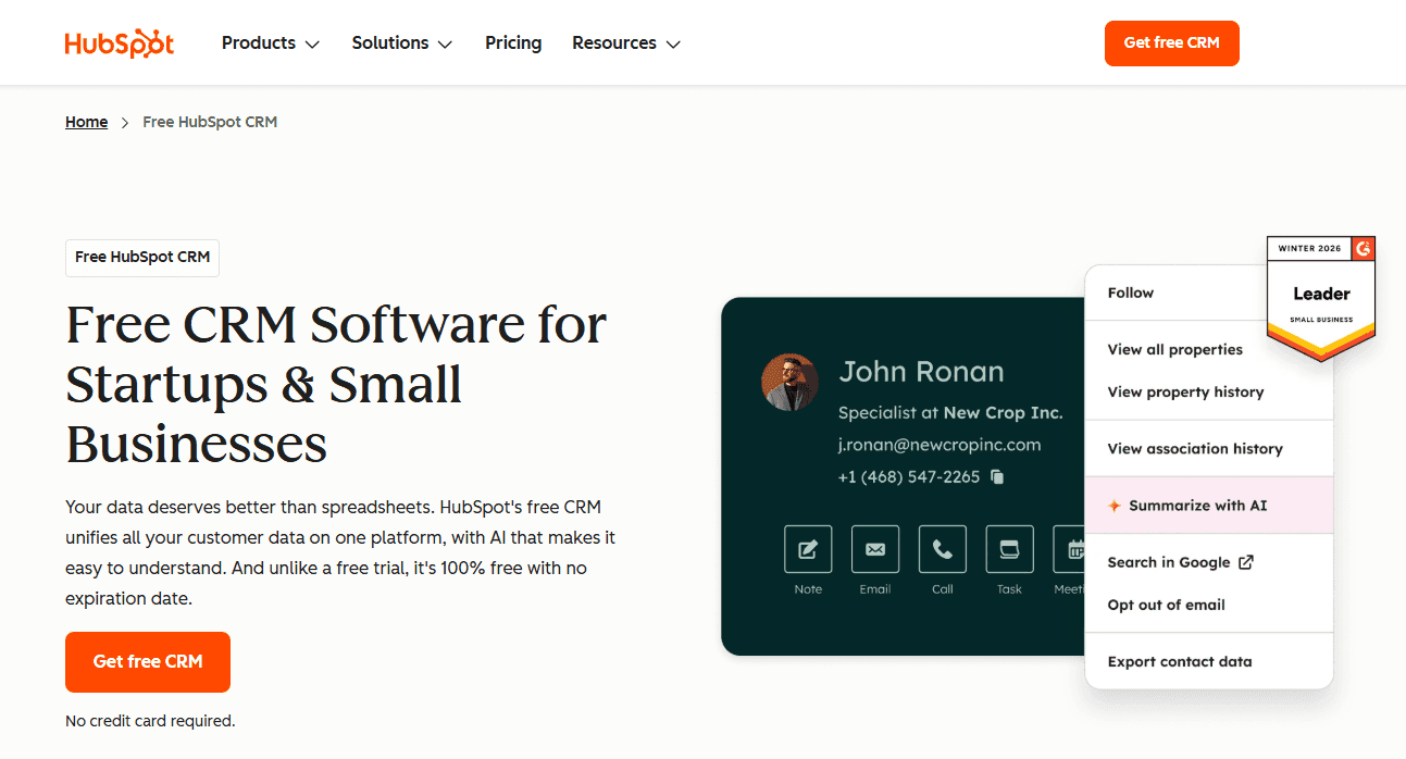 HubSpot homepage