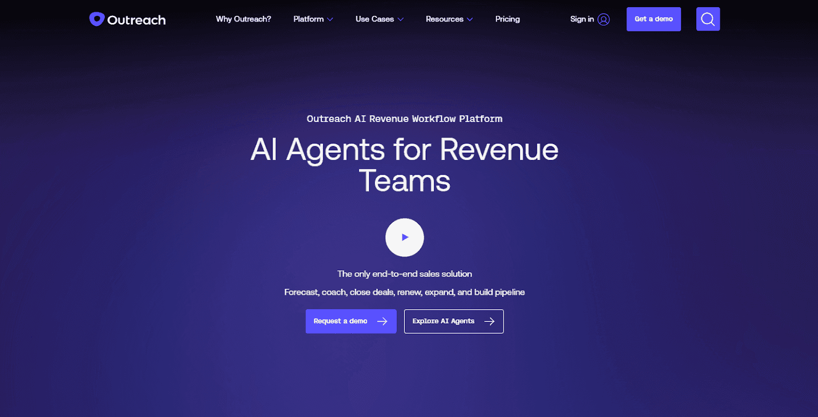 Screenshot of Outreach homepage