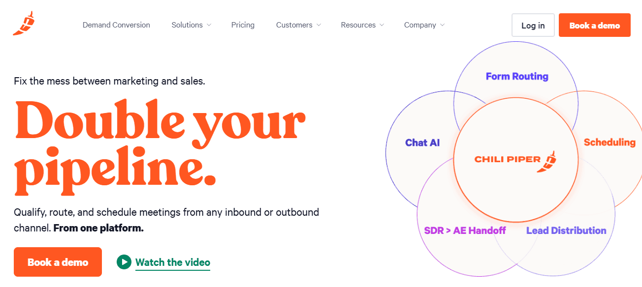 Screenshot of Chili Piper Homepage