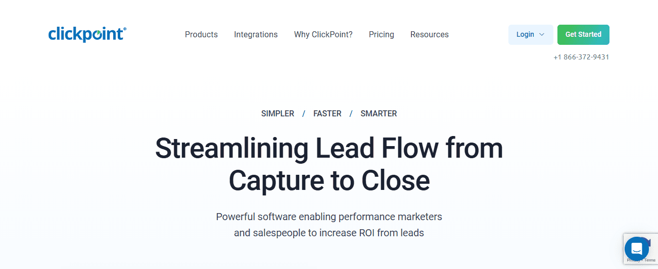 Screenshot of ClickPoint Homepage